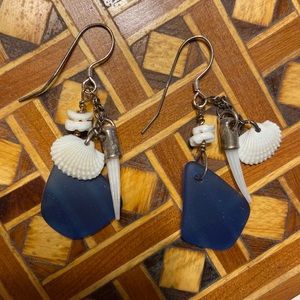 Beautiful Maui Sea Glass and Shell Earrings